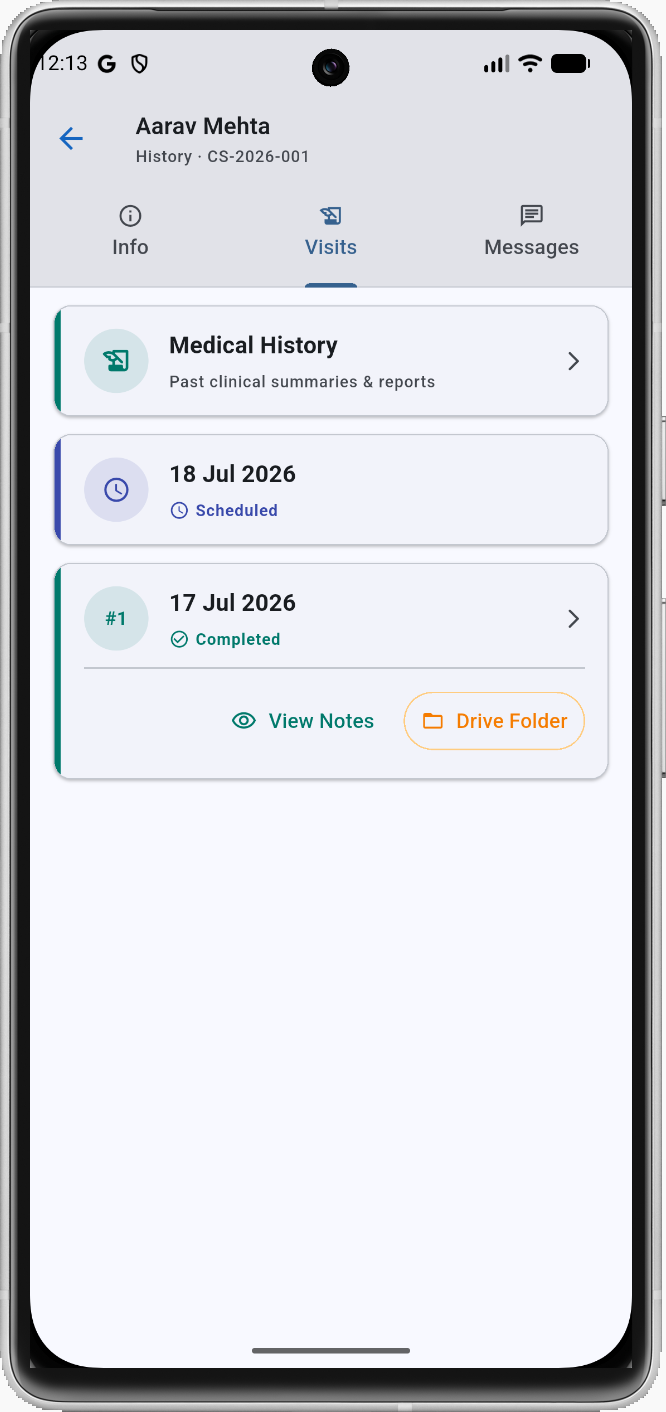 CaseIndex Patient History Timeline