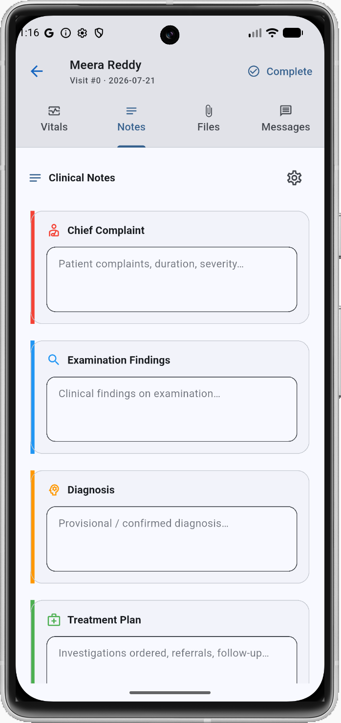 CaseIndex Visit SOAP Notes Tab