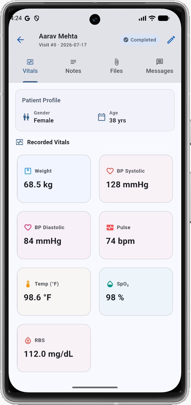 CaseIndex Visit Vitals Tab